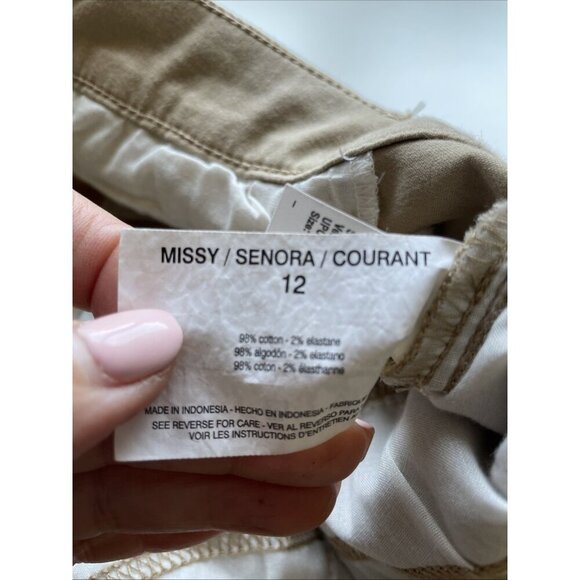 NWT Gloria Vanderbilt Anita Capri Pants Size 12 Perfect Khaki Stretch Belted - Picture 10 of 15